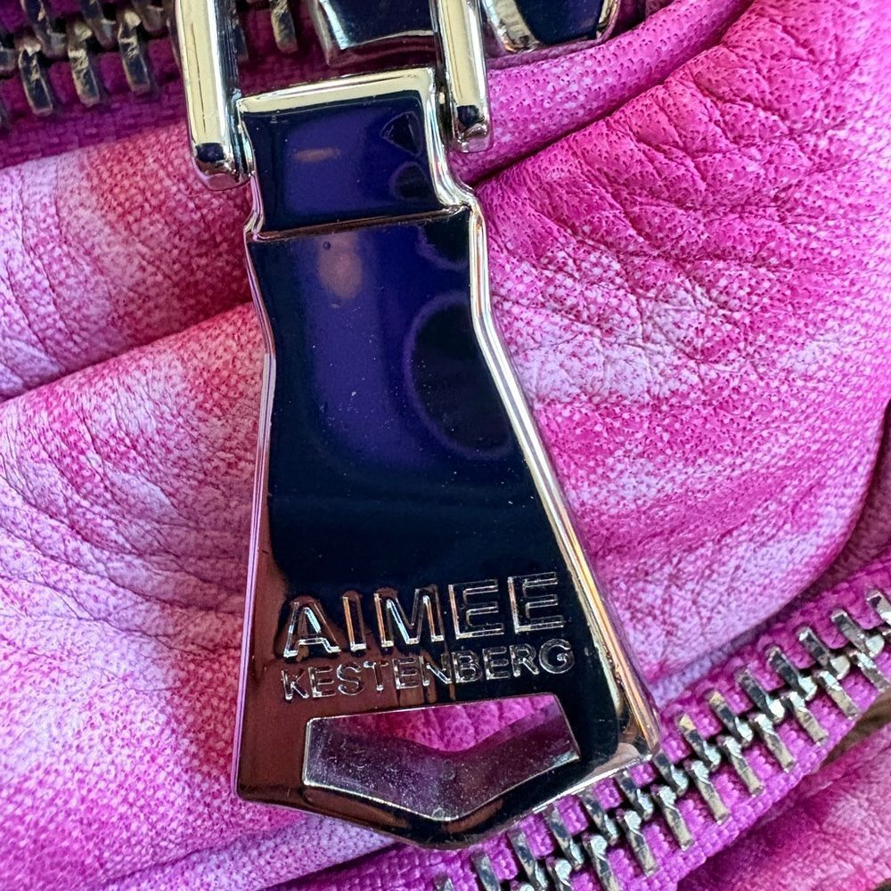 Aimee Kestenberg Tamitha Pink Tie Dye Leather Crossbody Bag Chain Strap - Picture 5 of 5